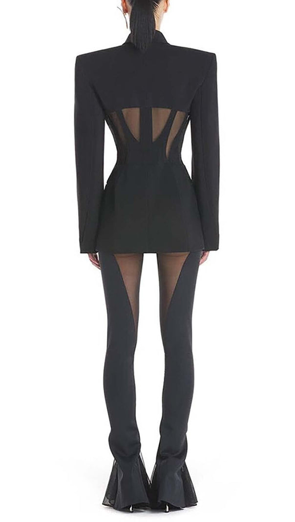 AIIZIE PANELED PERSPECTIVE JACKET SUIT IN BLACK - product image