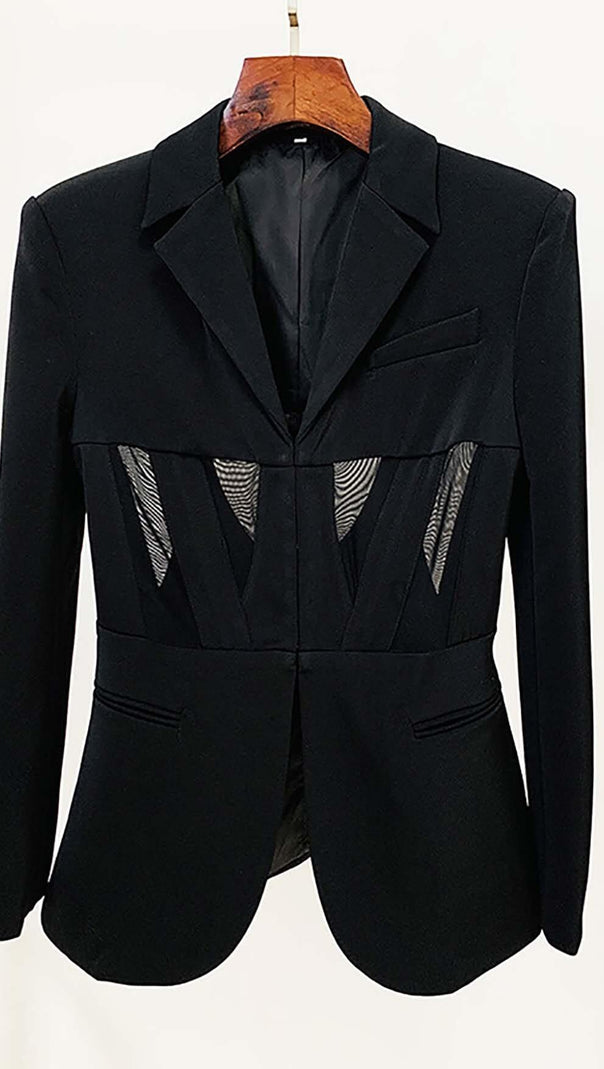 AIIZIE PANELED PERSPECTIVE JACKET SUIT IN BLACK - product image