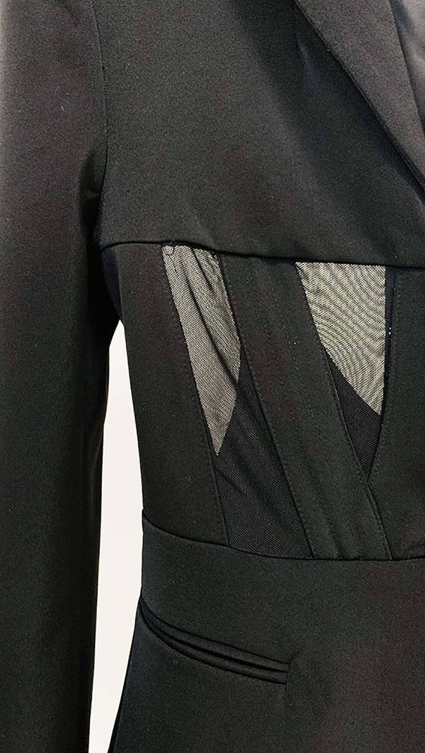 AIIZIE PANELED PERSPECTIVE JACKET SUIT IN BLACK - product image