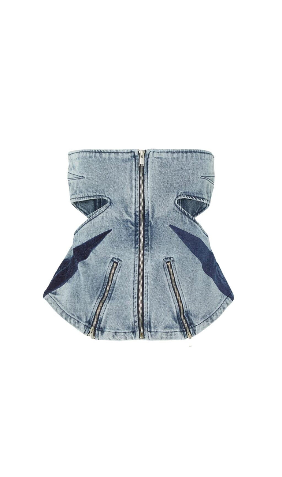 TOP IN DENIM CON ZIP PATCHWORK