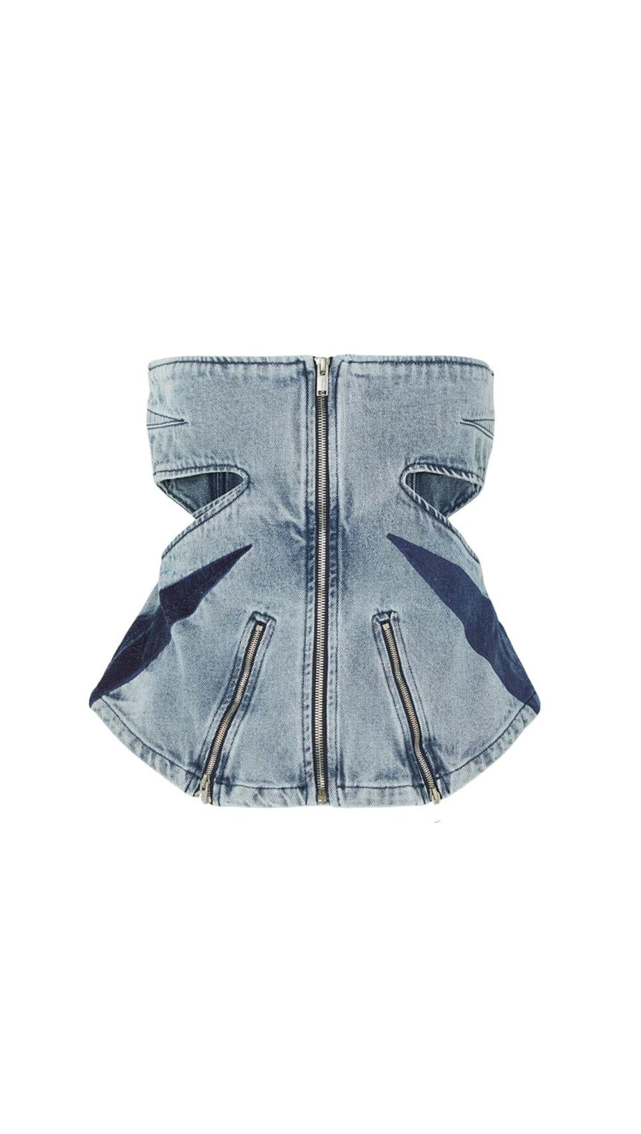 PATCHWORK ZIP DENIM TOP