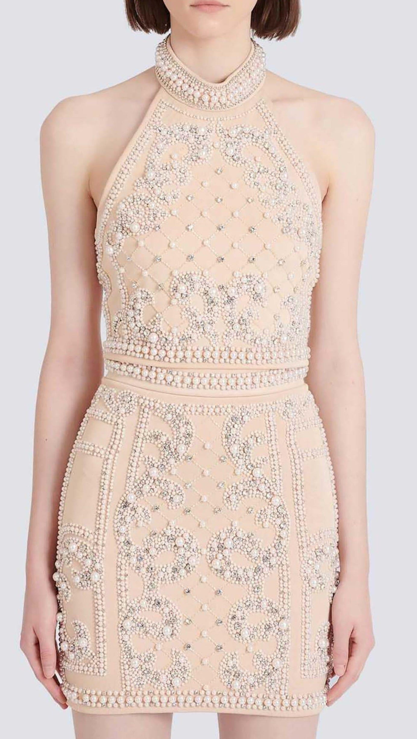 PEARL EMBROIDERED TWO PIECE SET IN IVORY