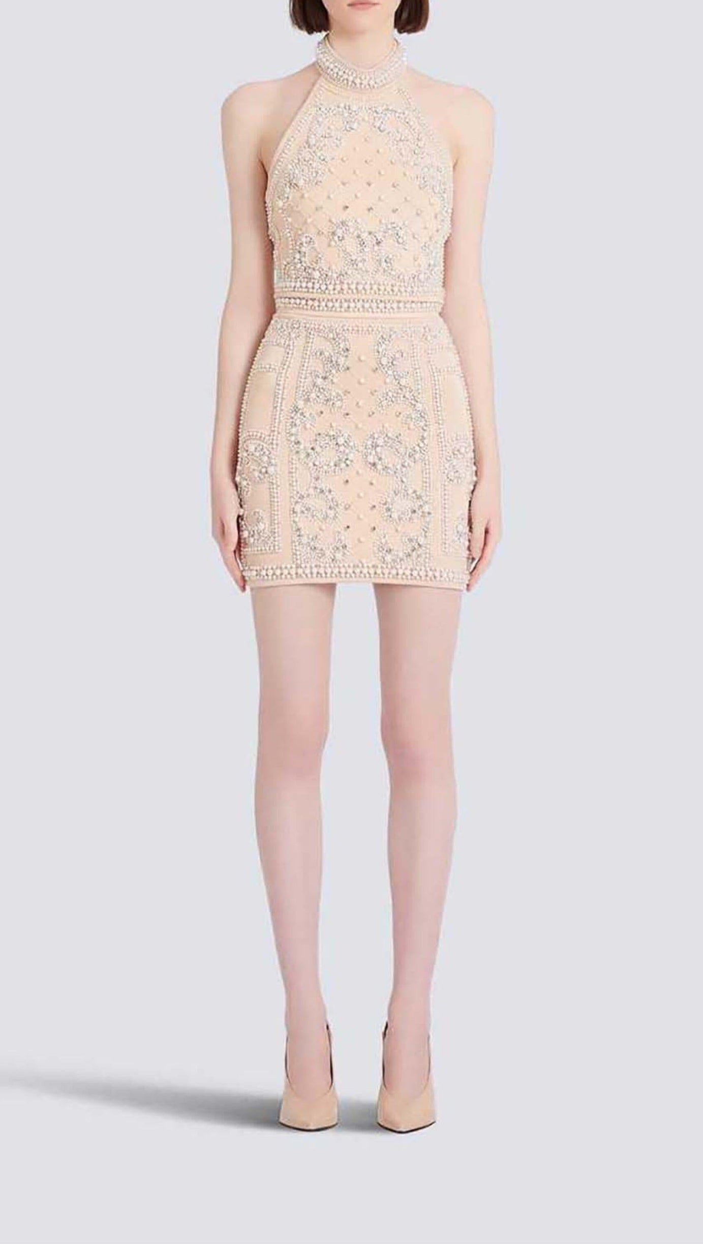 PEARL EMBROIDERED TWO PIECE SET IN IVORY