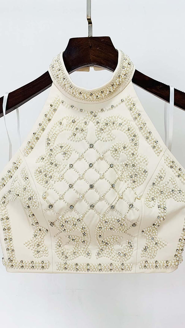 AIIZIE PEARL EMBROIDERED TWO PIECE SET IN IVORY - product image