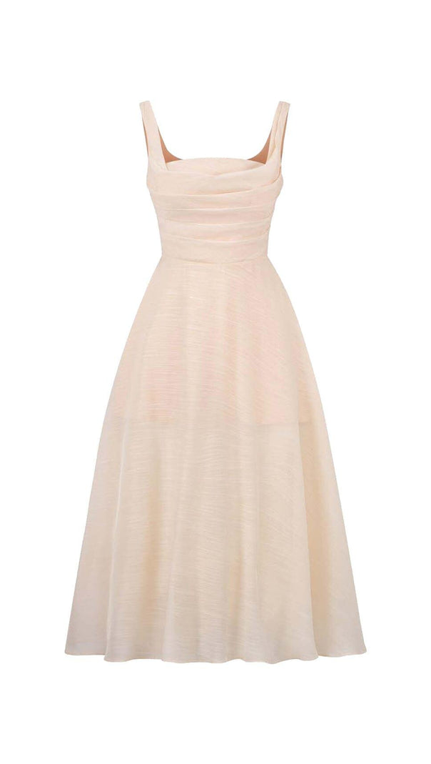 AIIZIE PLEATED CAMI SLIM MIDI DRESS IN WHITE - product image