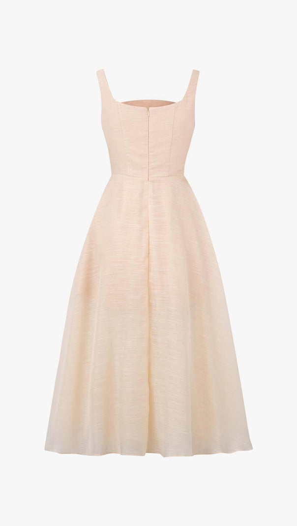 AIIZIE PLEATED CAMI SLIM MIDI DRESS IN WHITE - product image