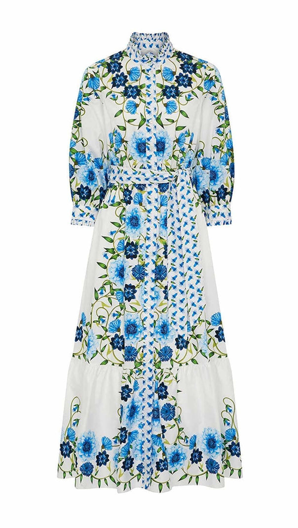 AIIZIE RETRO-INSPIRED TIERED MAXI DRESS IN BLUE - product image