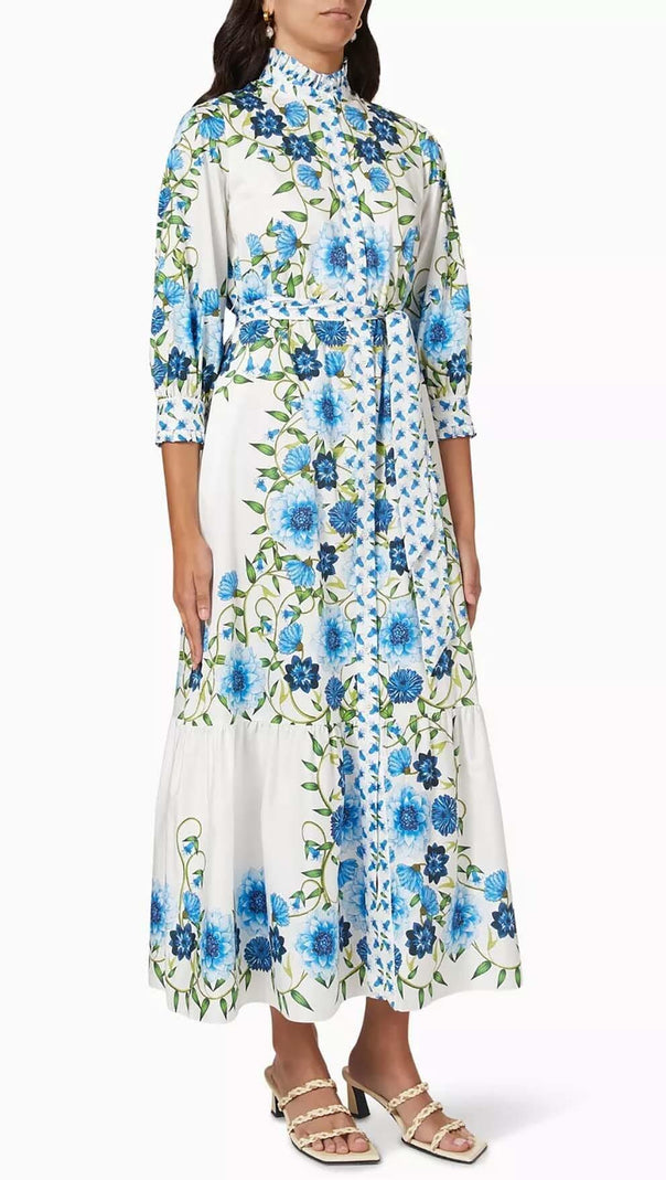 AIIZIE RETRO-INSPIRED TIERED MAXI DRESS IN BLUE - product image