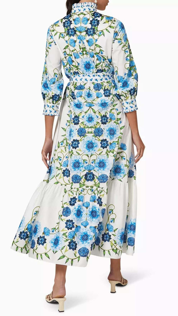 AIIZIE RETRO-INSPIRED TIERED MAXI DRESS IN BLUE - product image