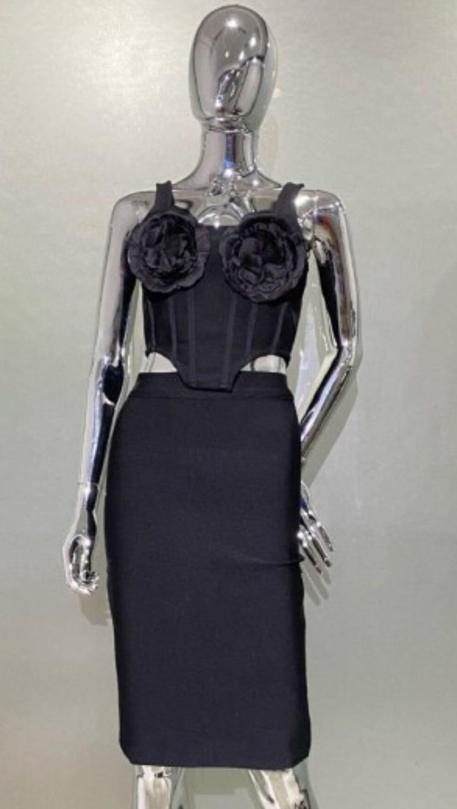 ROSES EMBELISHED CORSET TWO PIECES SET