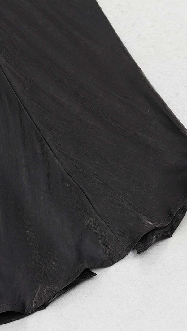 AIIZIE RUCHED OFF SLEEVE MAXI DRESS IN BLACK - product image
