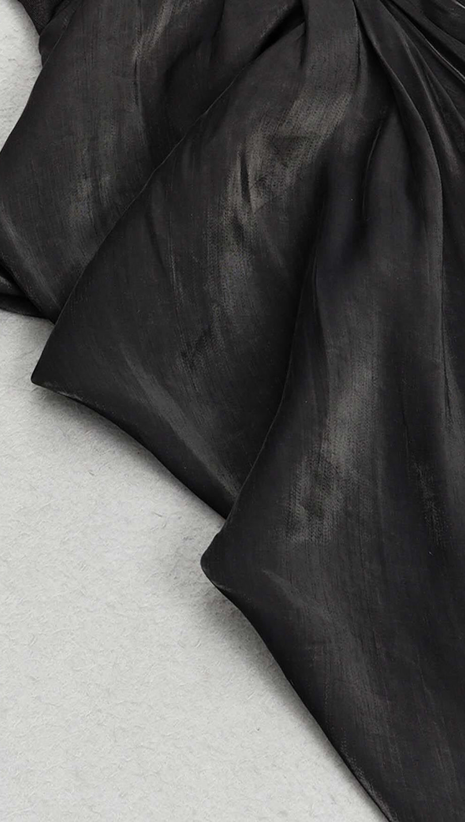 RUCHED OFF SLEEVE MAXI DRESS IN BLACK