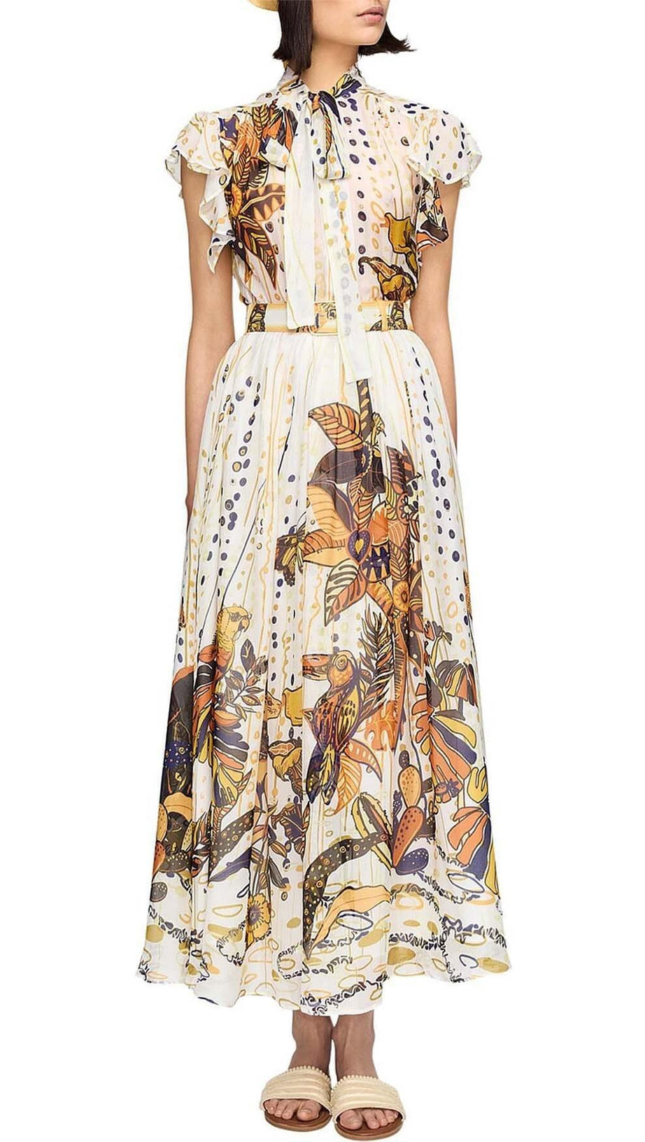 Lockeres Maxikleid mit Rüschenärmeln