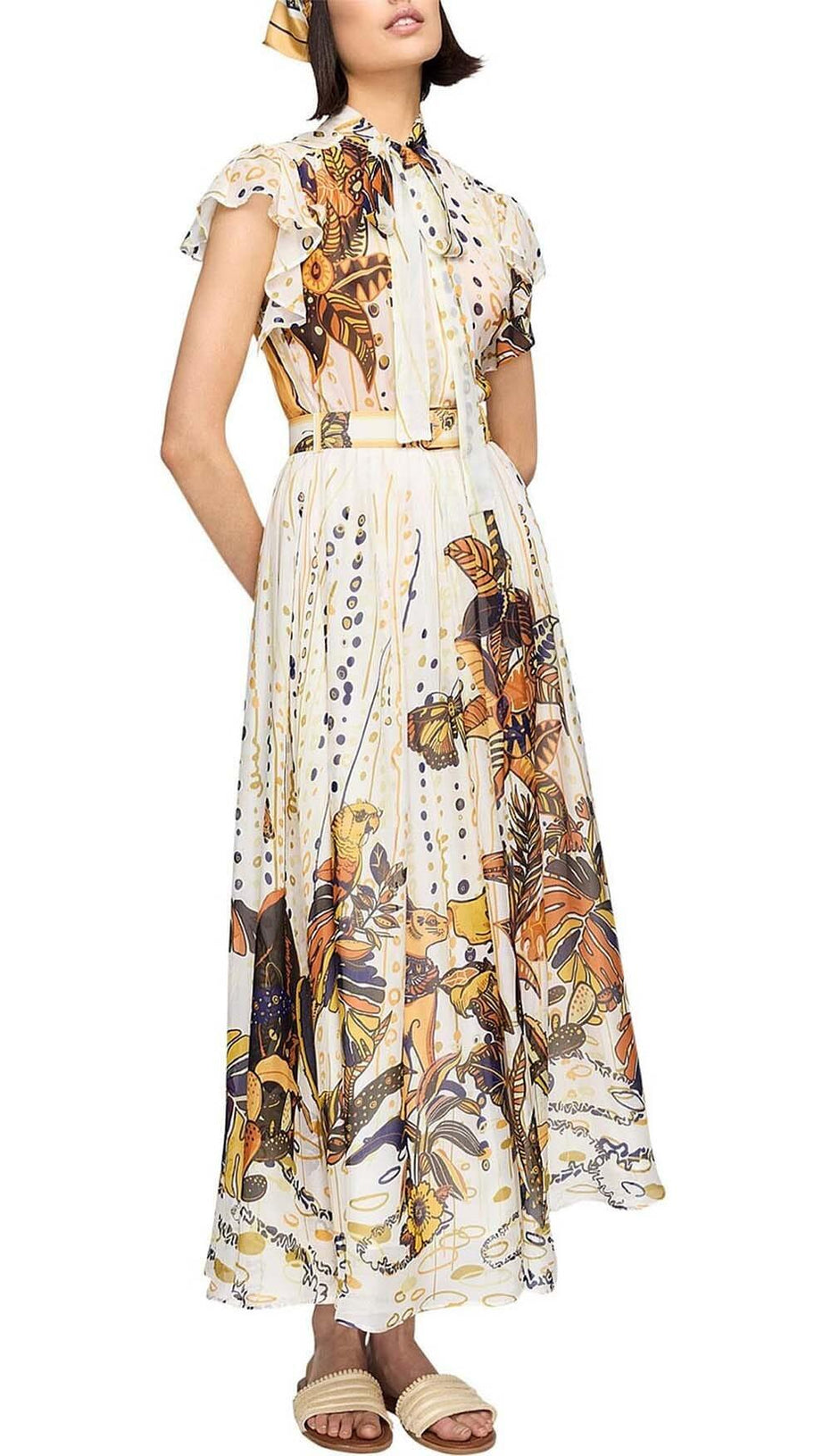 Lockeres Maxikleid mit Rüschenärmeln