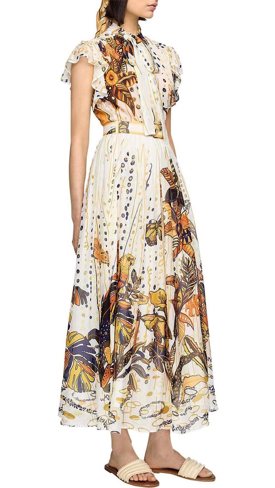 Lockeres Maxikleid mit Rüschenärmeln