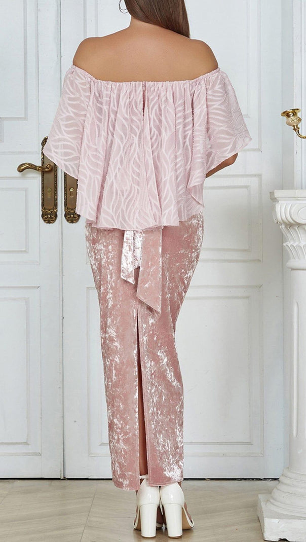 AIIZIE RUFFLED BANDEAU SATIN MAXI DRESS IN PINK - product image