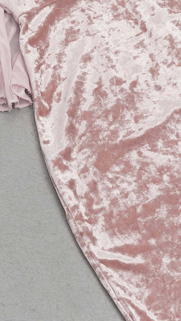 AIIZIE RUFFLED BANDEAU SATIN MAXI DRESS IN PINK - product image