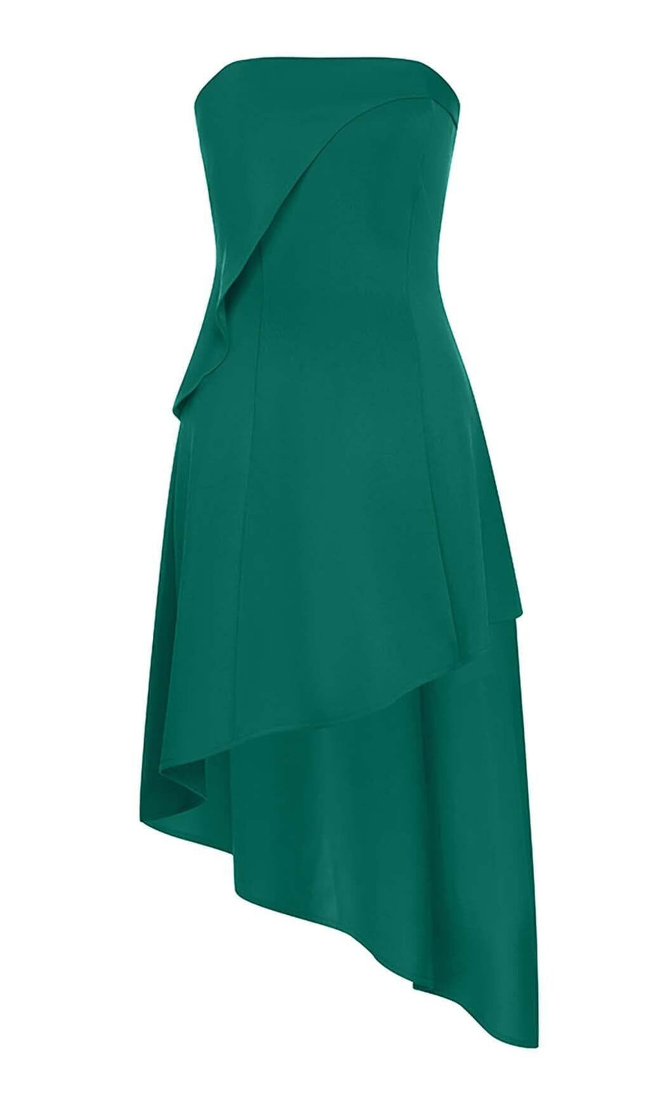 SLEEVELESS BANDEAU HIGH-LOW DRESS IN GREEN