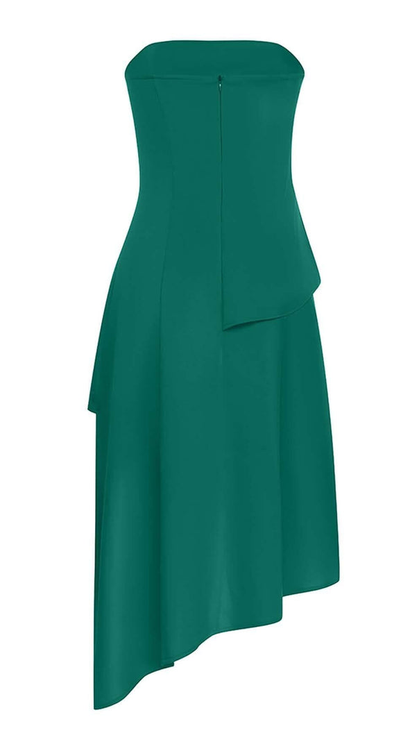 AIIZIE SLEEVELESS BANDEAU HIGH-LOW DRESS IN GREEN - product image