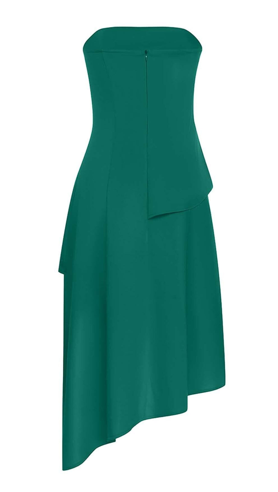 ÄRMELLOSES BANDEAU HIGH-LOW KLEID IN GRÜN