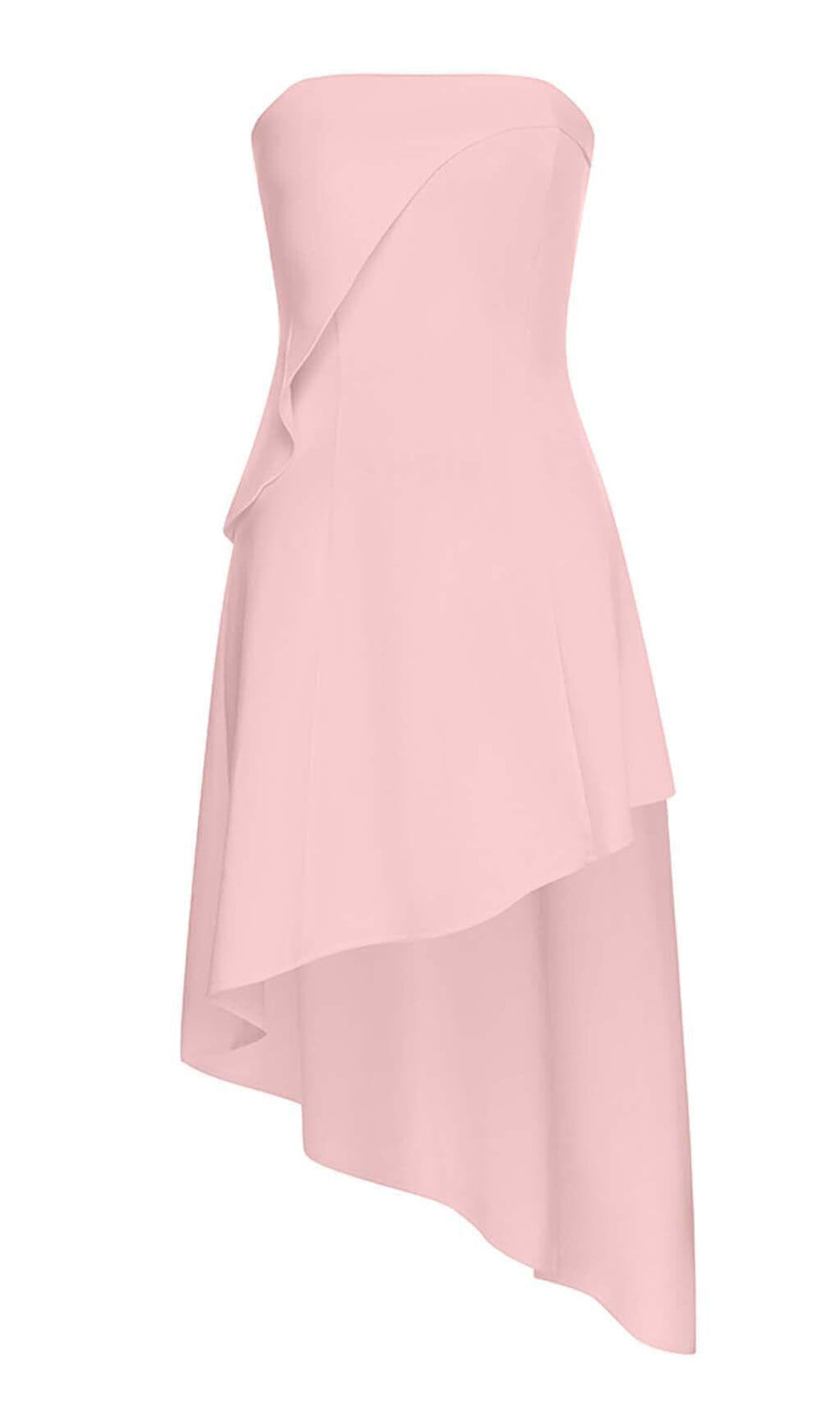 SLEEVELESS BANDEAU HIGH-LOW DRESS IN PINK