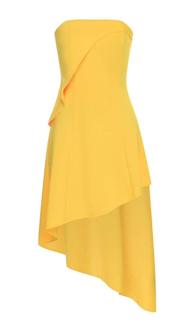 AIIZIE SLEEVELESS BANDEAU HIGH-LOW DRESS IN YELLOW - product image