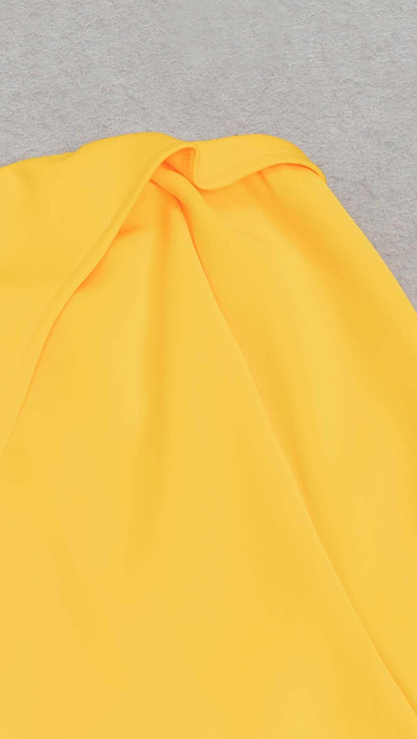 AIIZIE SLEEVELESS BANDEAU HIGH-LOW DRESS IN YELLOW - product image