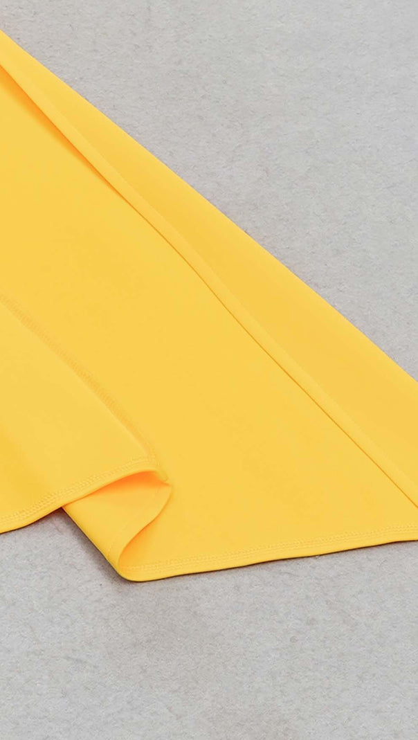 AIIZIE SLEEVELESS BANDEAU HIGH-LOW DRESS IN YELLOW - product image