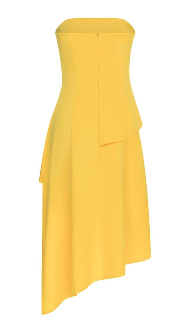AIIZIE SLEEVELESS BANDEAU HIGH-LOW DRESS IN YELLOW - product image