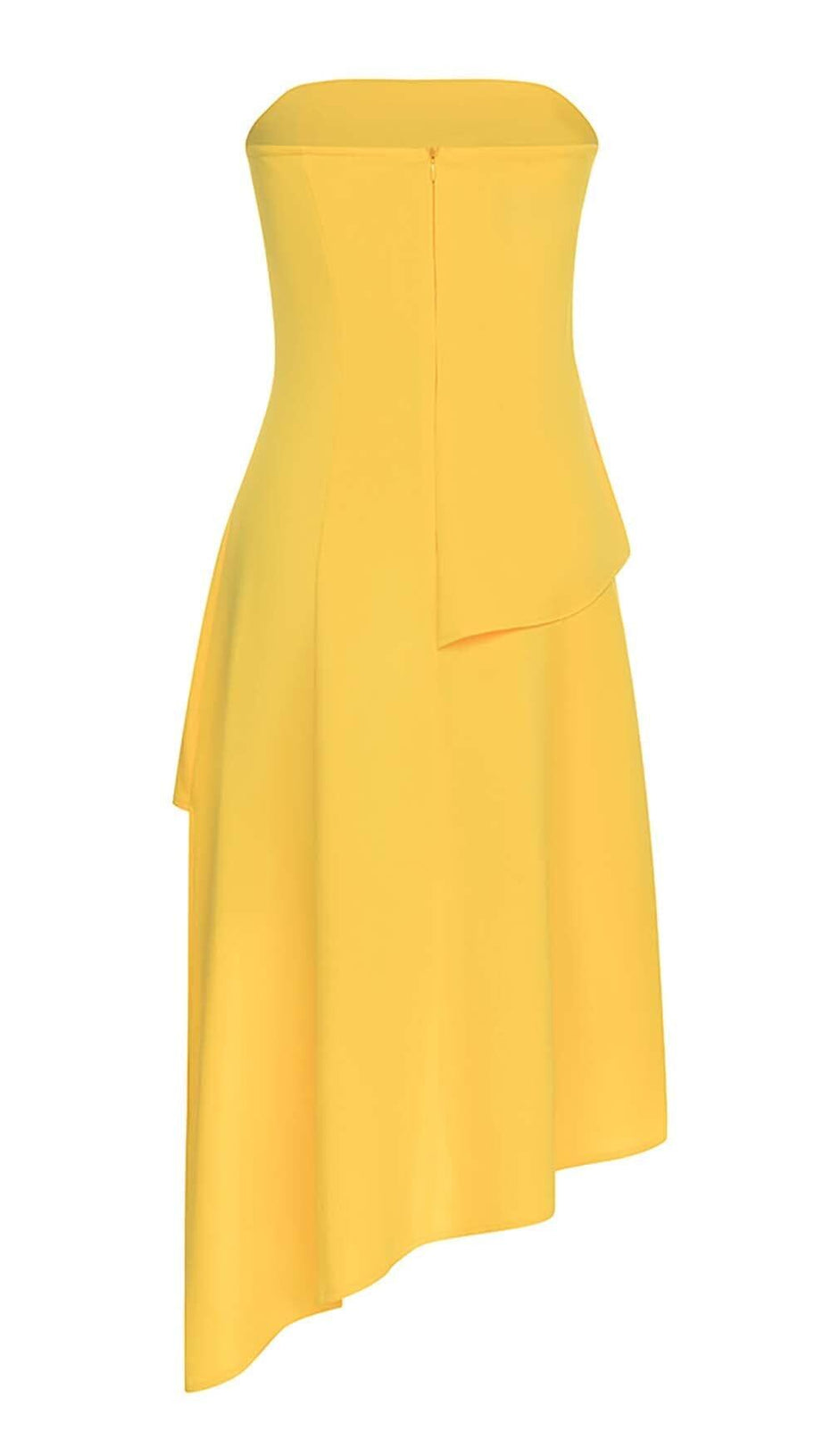 ÄRMELLOSES BANDEAU-HIGH-LOW-KLEID IN GELB