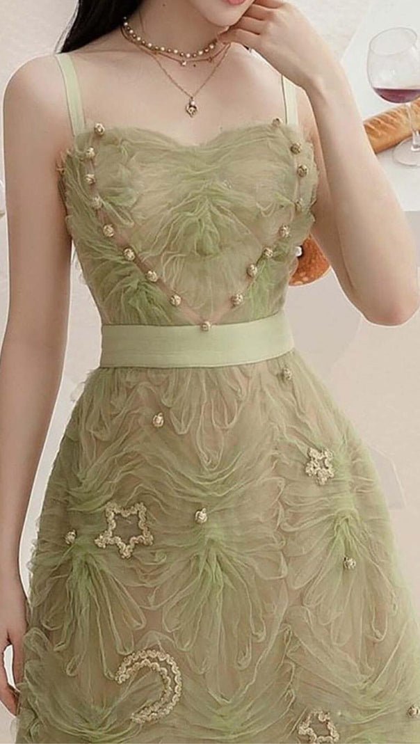 AIIZIE SPAGHETTI STRAPS MESH MIDI DRESS - product image