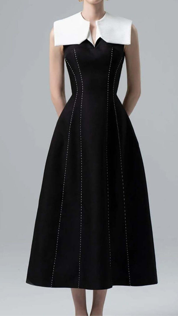AIIZIE STITCHING A LINE MIDI DRESS IN BLACK - product image