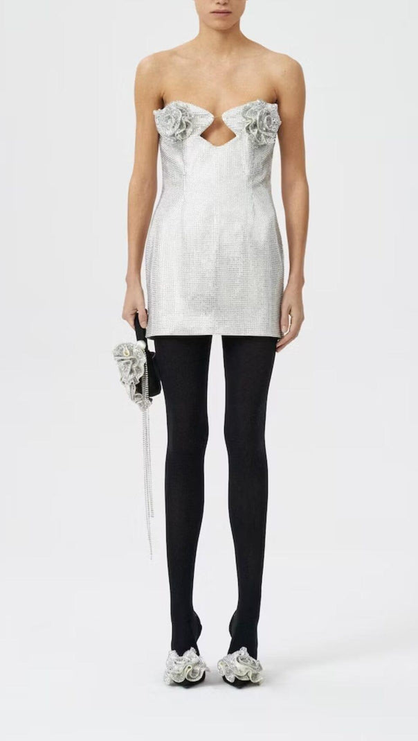 AIIZIE SILVER CRYSTAL-EMBELLISHED MINI DRESS - product image