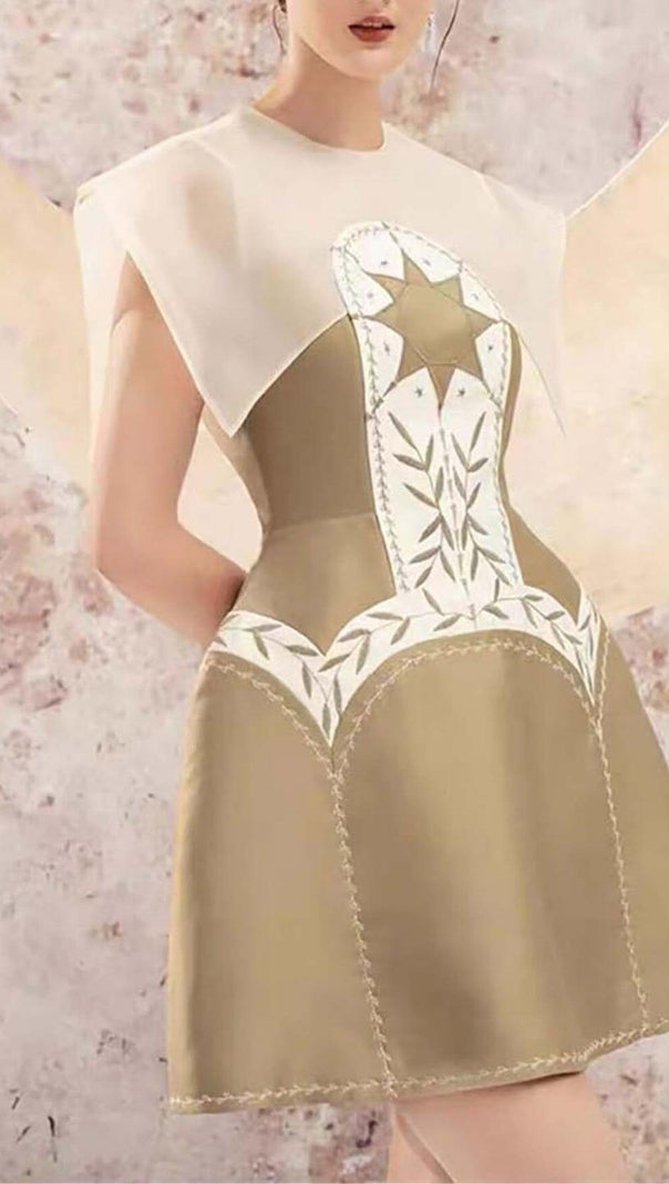 AIIZIE STITCHING A-LINE MINI DRESS IN KHAKI - product image
