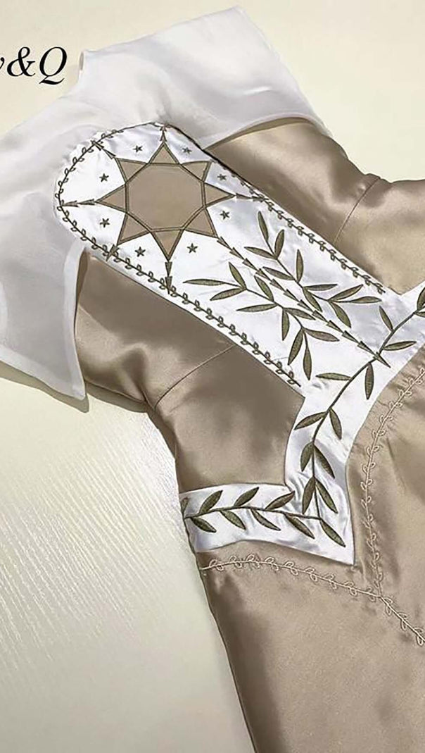 AIIZIE STITCHING A-LINE MINI DRESS IN KHAKI - product image