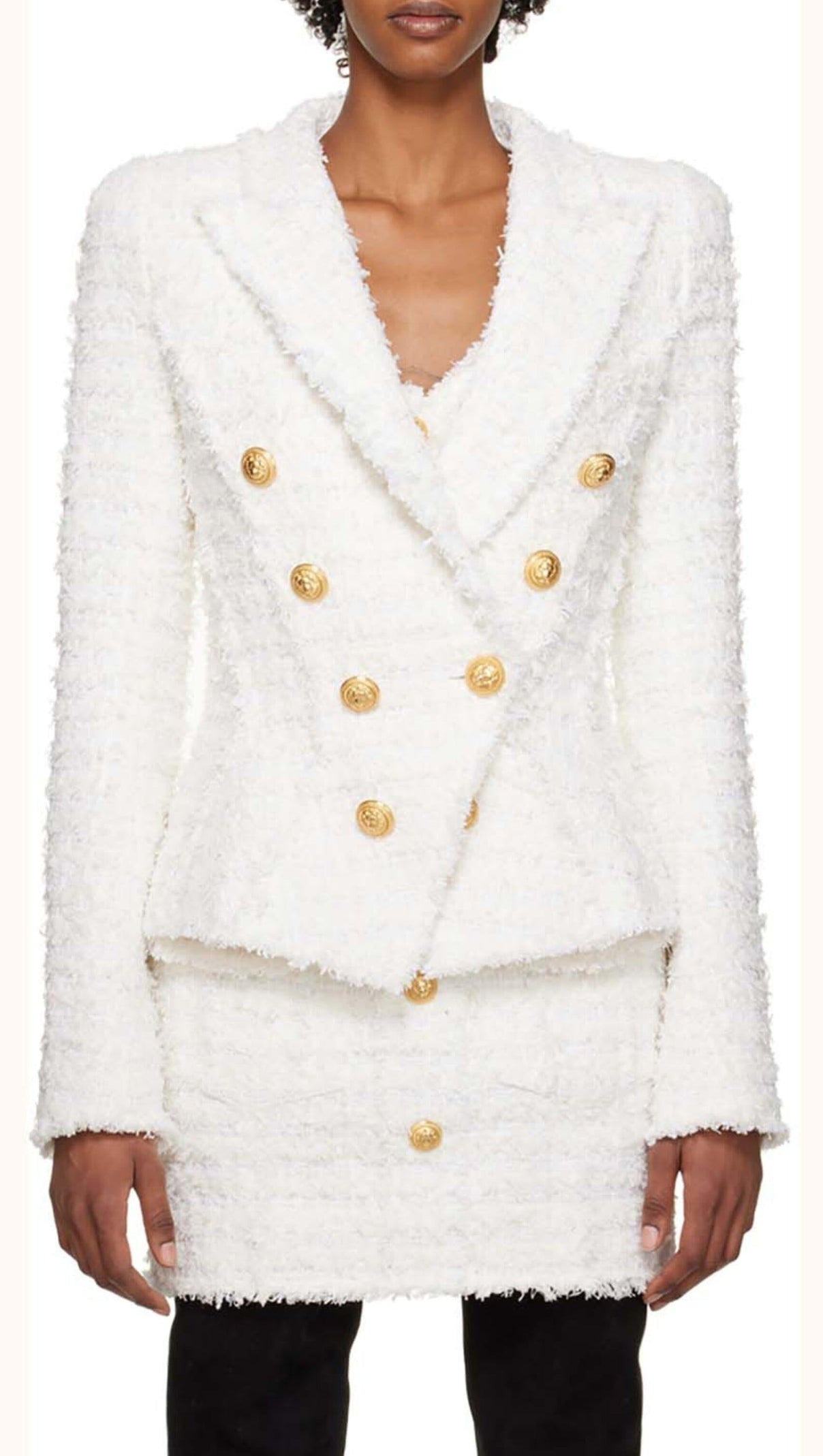 AIIZIE TWEED DOUBLE-BREASTED BUTTON BLAZER& PANT SET - product image