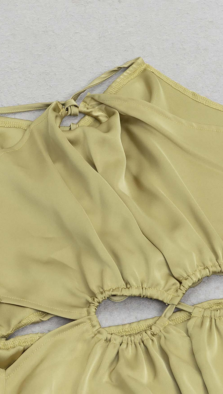 WAIST CUTOUT SATIN MAXI DRESS IN OLIVE