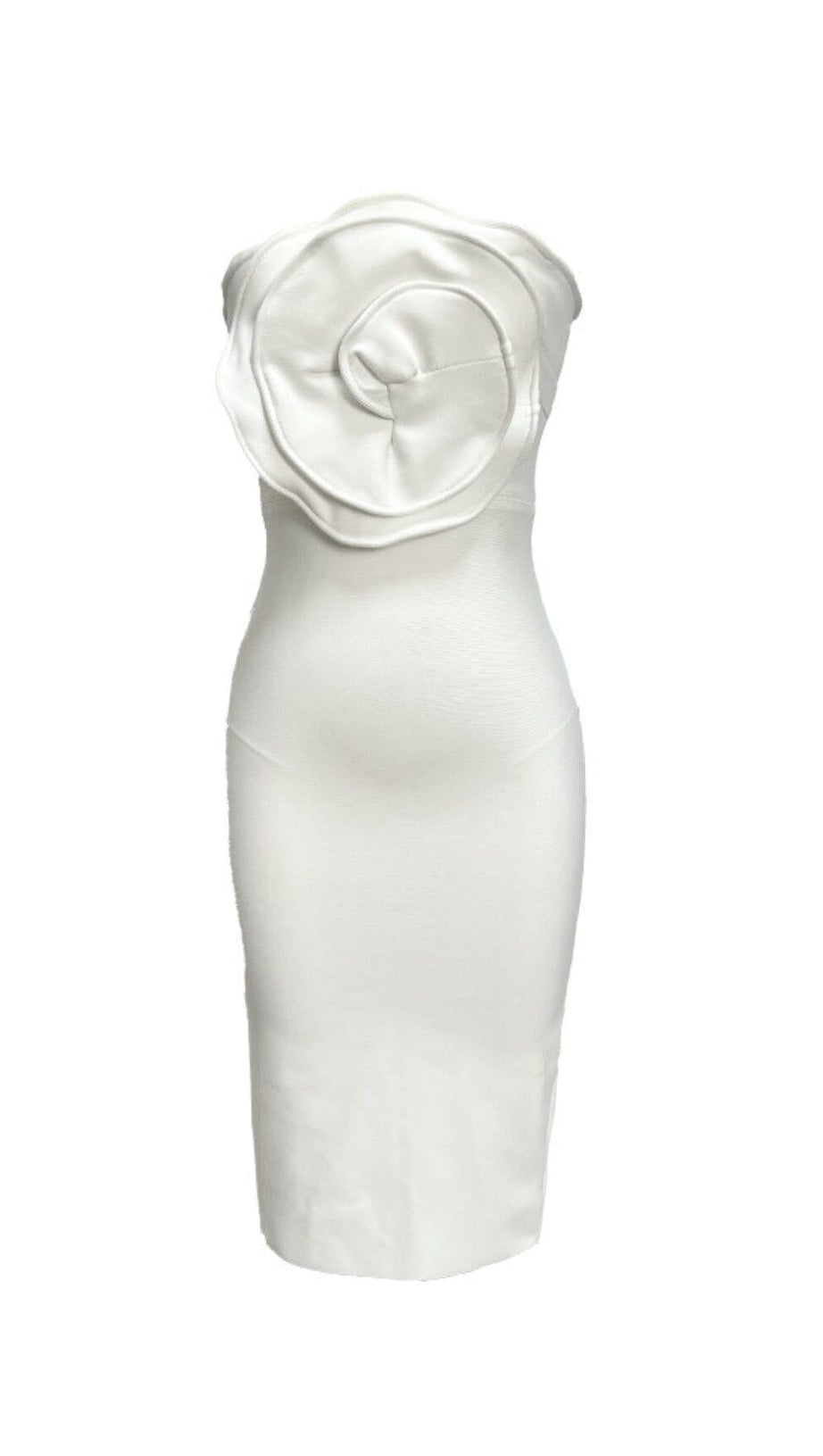 WAVE FLOWER STRAPLESS BANDAGE DRESS