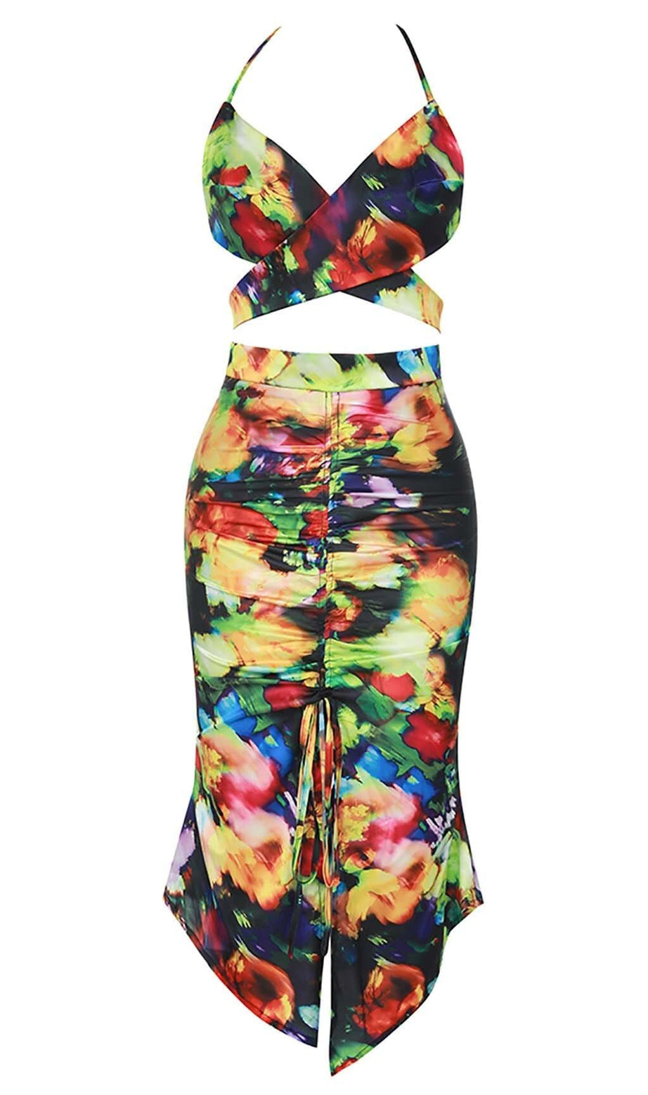 Zweiteiliges Neckholder-Set mit Allover-Print