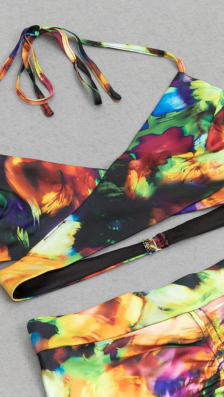 ALLOVER PRINT HALTER TWO PIECE SET