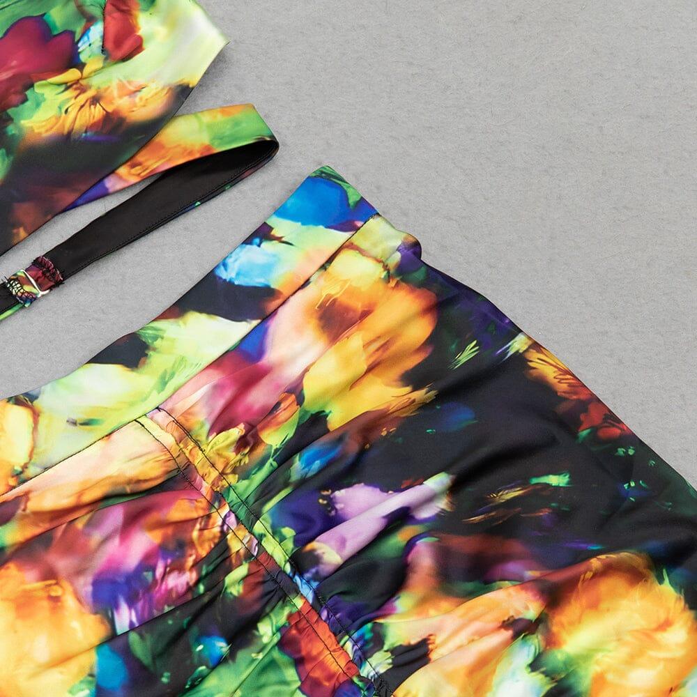 AIIZIE ALLOVER PRINT HALTER TWO PIECE SET - product image
