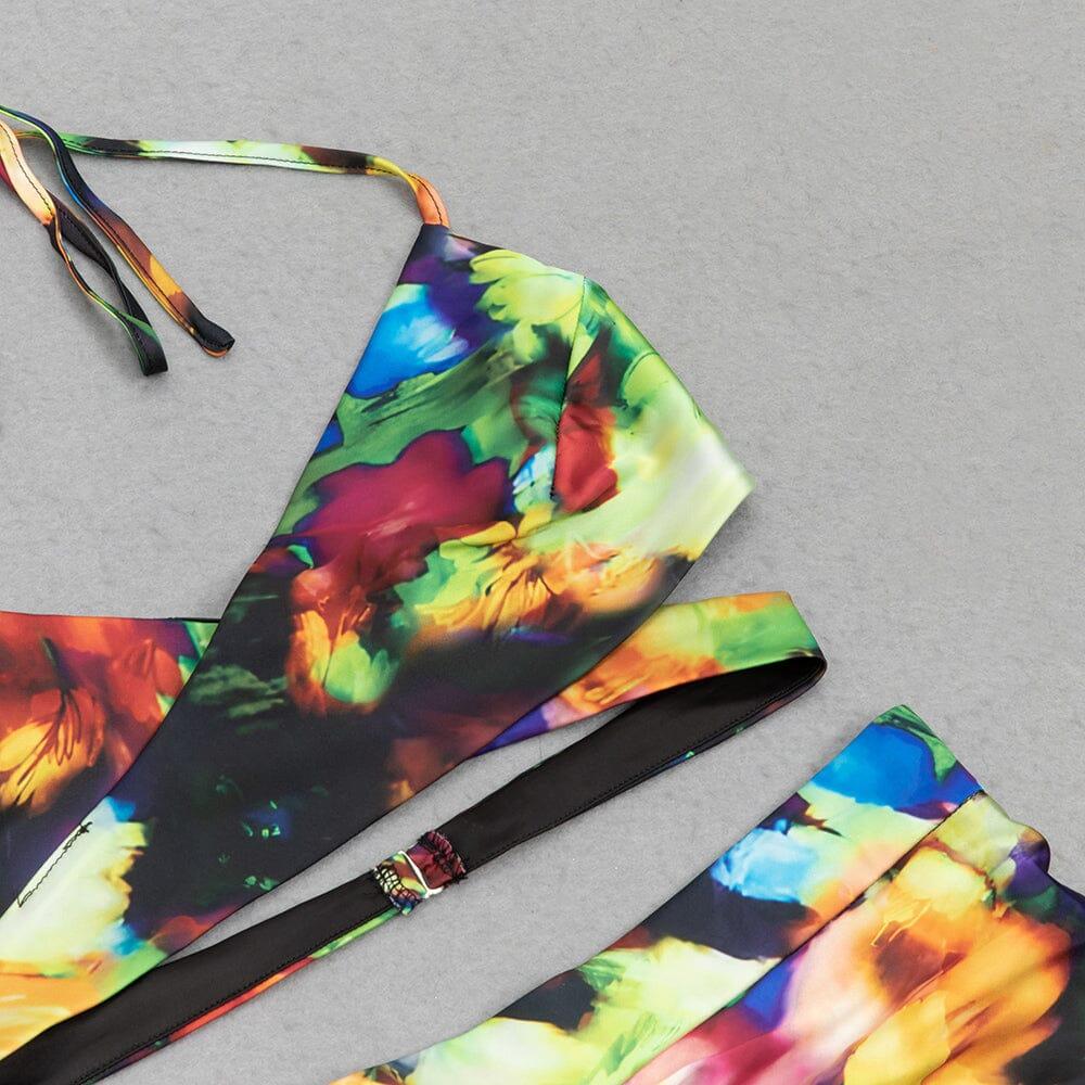 AIIZIE ALLOVER PRINT HALTER TWO PIECE SET - product image