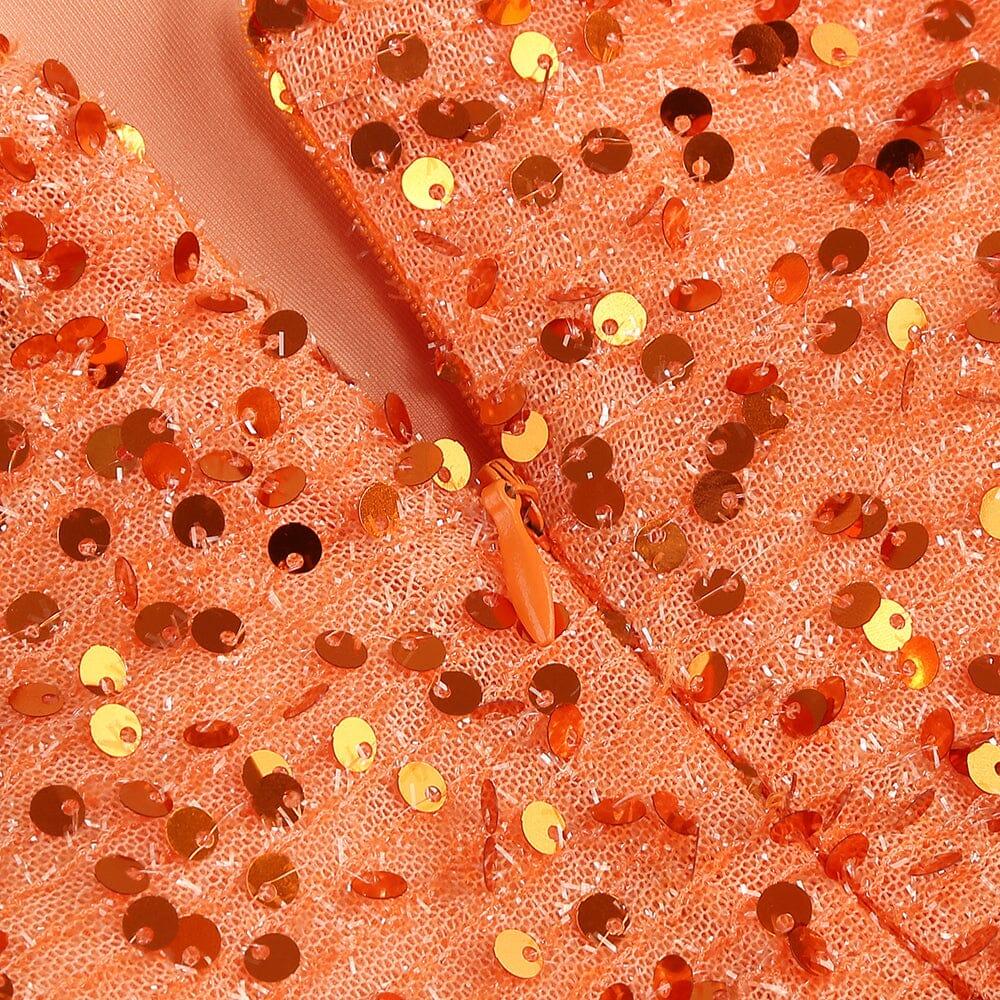AIIZIE ASYMMETRIC SEQUIN MAXI DRESS IN ORANGE - product image