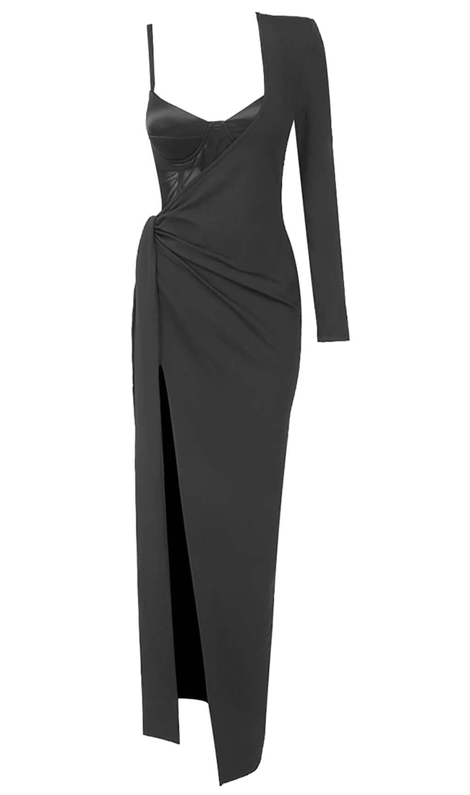BANDAGE CORSET LOOK MAXI DRESS IN BLACK