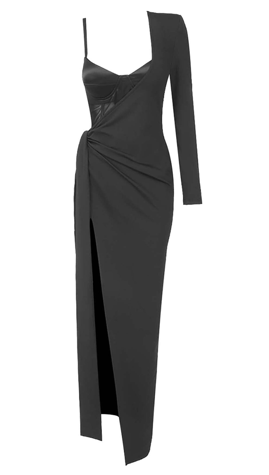 BANDAGE CORSET LOOK MAXI DRESS IN BLACK