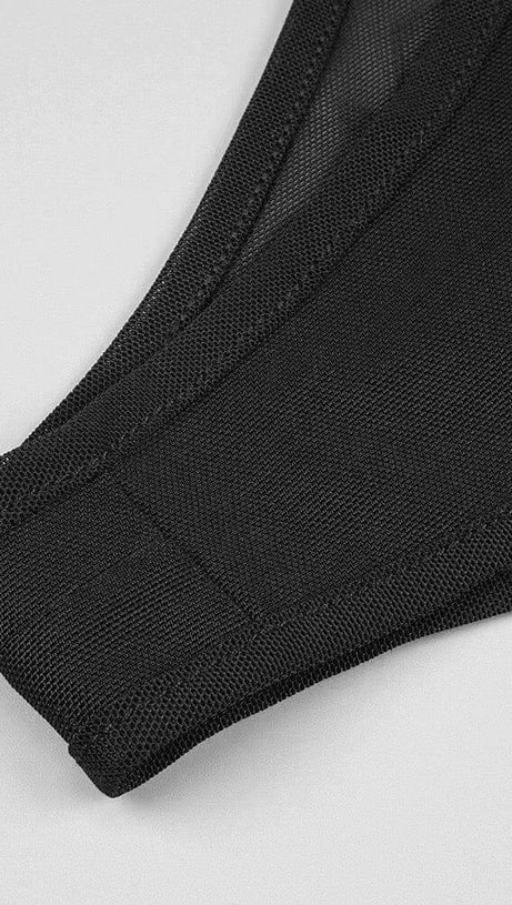 BANDAGE CORSET LOOK MAXI DRESS IN BLACK