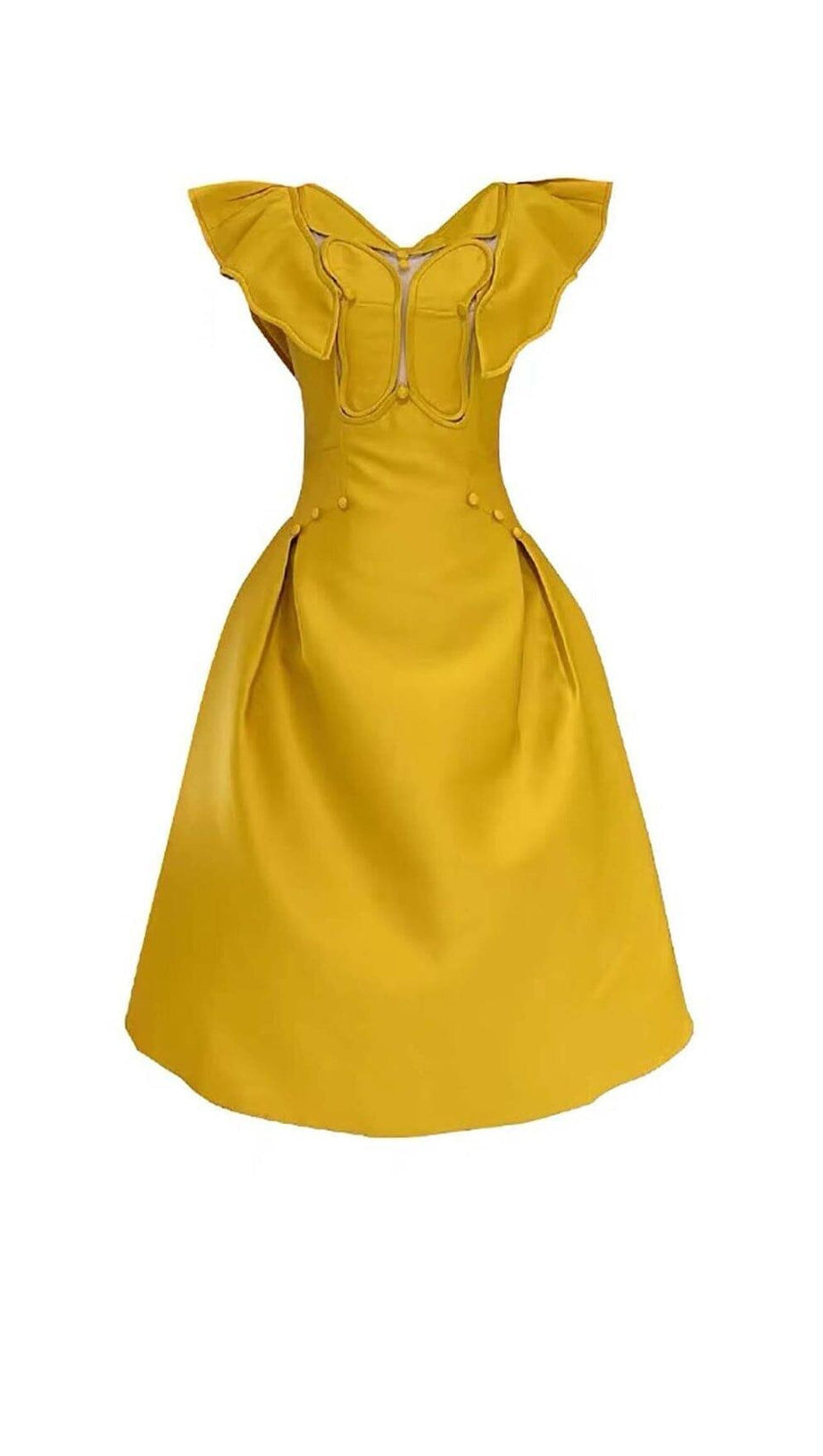 MIDIKLEID MIT SCHMETTERLINGSÄRMELN IN GELB