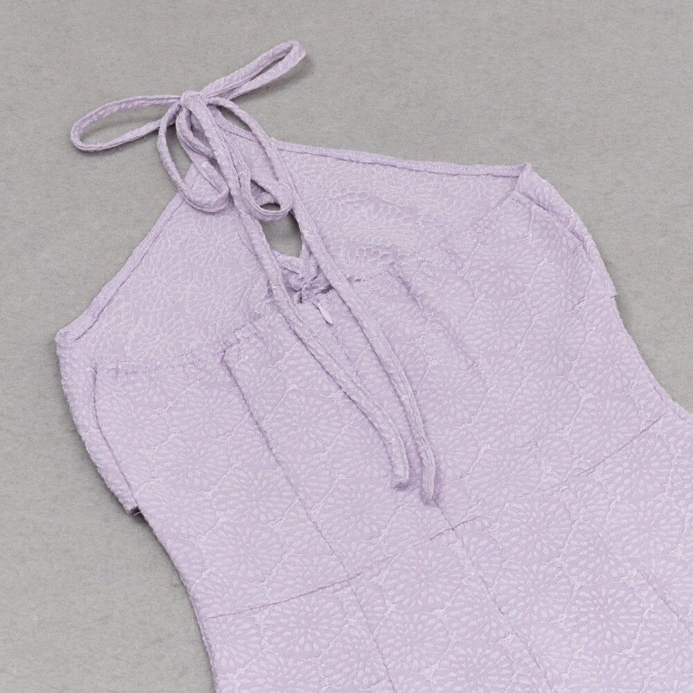 ABITO CORSETTO CON TAGLIO HALTER VIOLA 