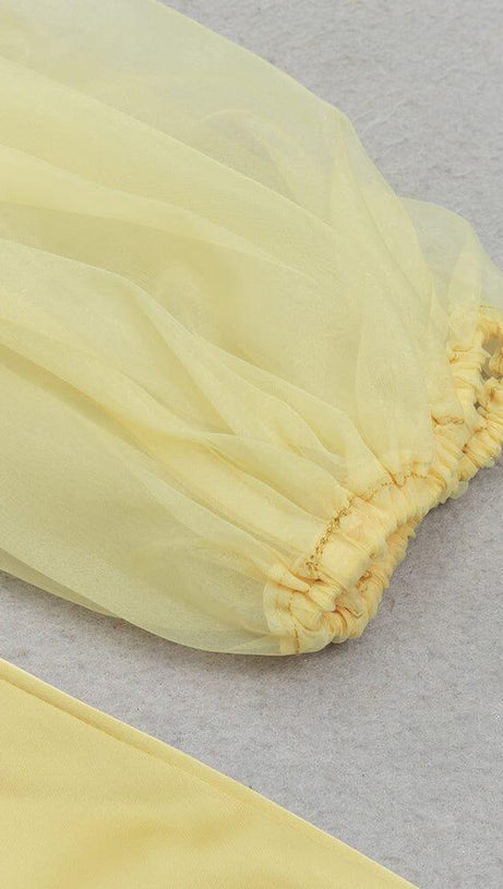 BUTTON FRONT SPLIT THIGH MIDI DRESS IN YELLOW