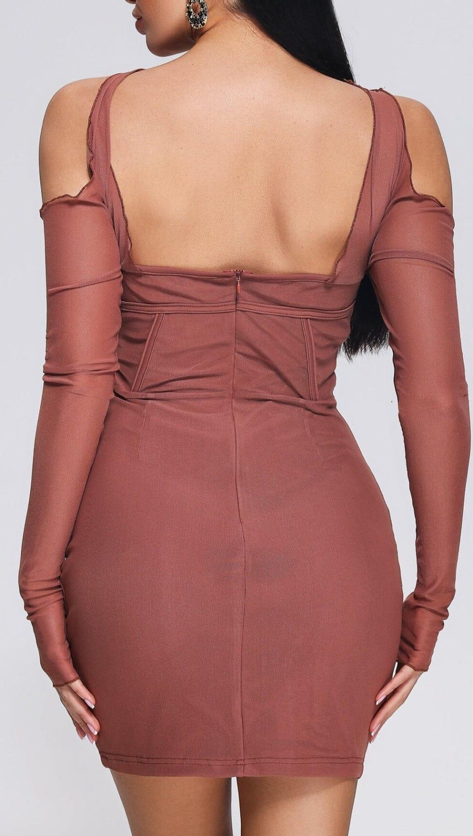 CORSET MESH MINI DRESS